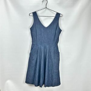 Vineyard Vines Women's Blue Denim Sleeveless Chambray Fit & Flare Dress Size 0